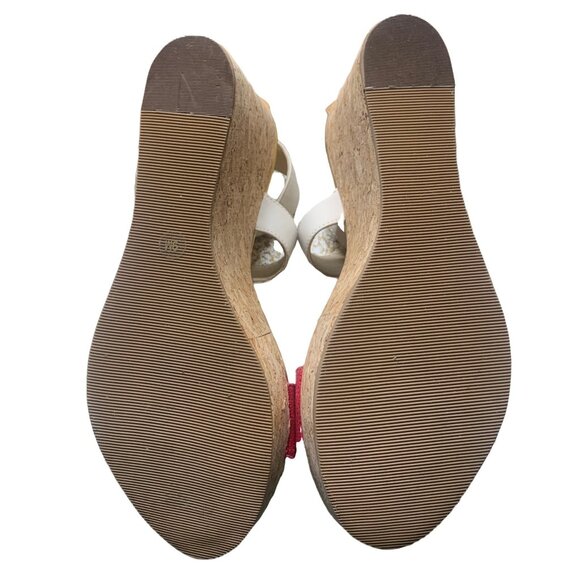 Juicy Couture Wedge Sandals Size 9 M Pink White Platform Cork High Heels - Picture 7 of 7
